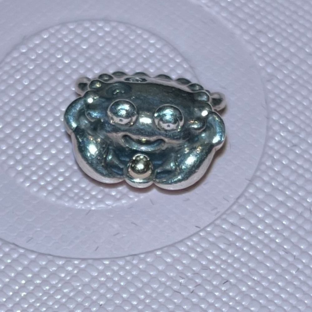Pandora Crab Charm With Gold Pearl.